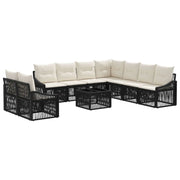 Set Divano da Giardino 10 pcs Nero polyrattan