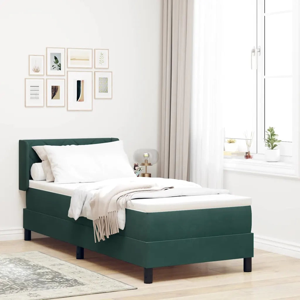 Letto a molle con testiera Verde Scuro 200 x 80 cm Velluto 3341495