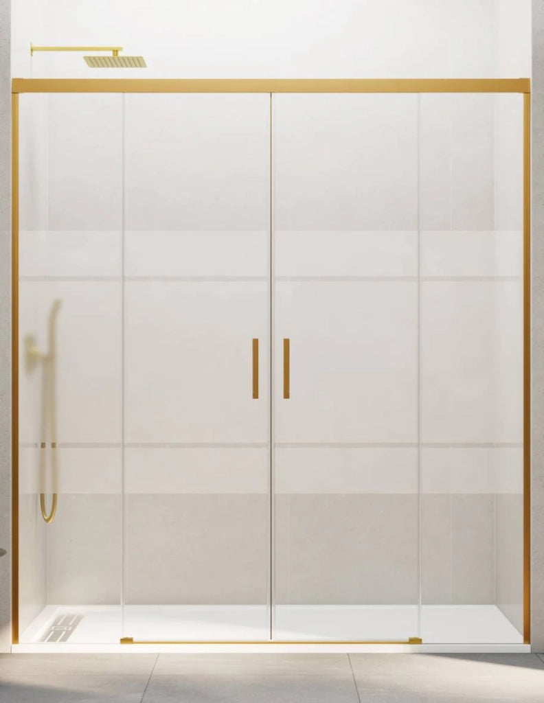 Porta doccia scorrevole 2+2 THALASSA (BASIC) 160 cm Profilo Oro vetro serigrafato