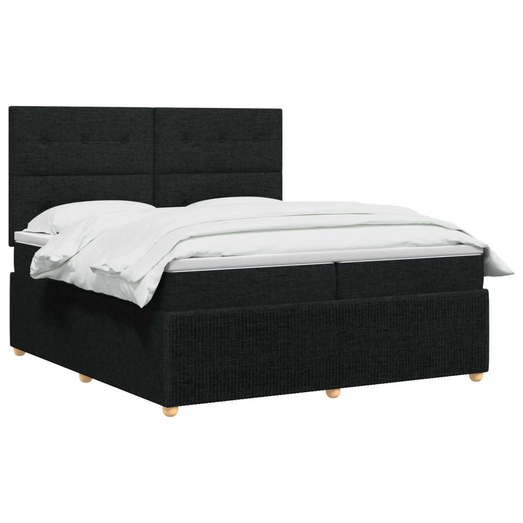 Letto box spring con materasso Nero 200 x 200 cm Tessuto 3454475