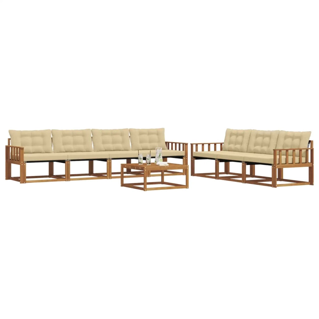 Set di divani da esterno con cuscino 8 pcs Naturale e Beige 3369264