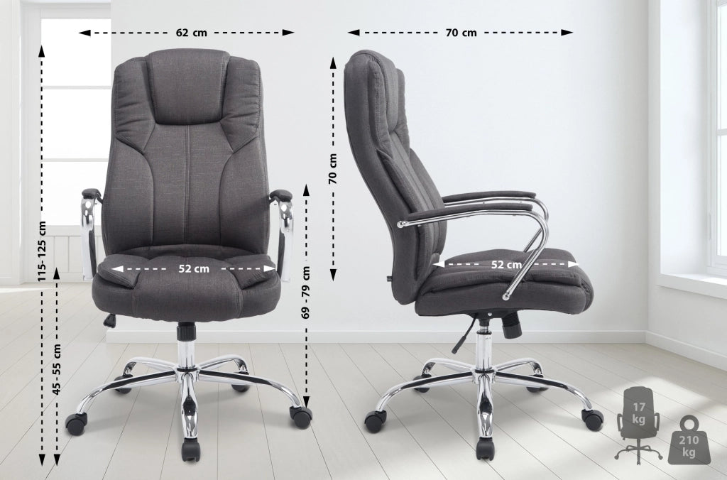 Poltrona ufficio XXL Xanthos in tessuto grigio scuro