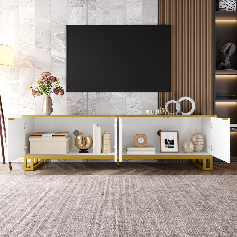 Mobile TV con Ante ¨C MINIMAL ¨C Legno, Design Geometrico, 160x37.5x48 cm