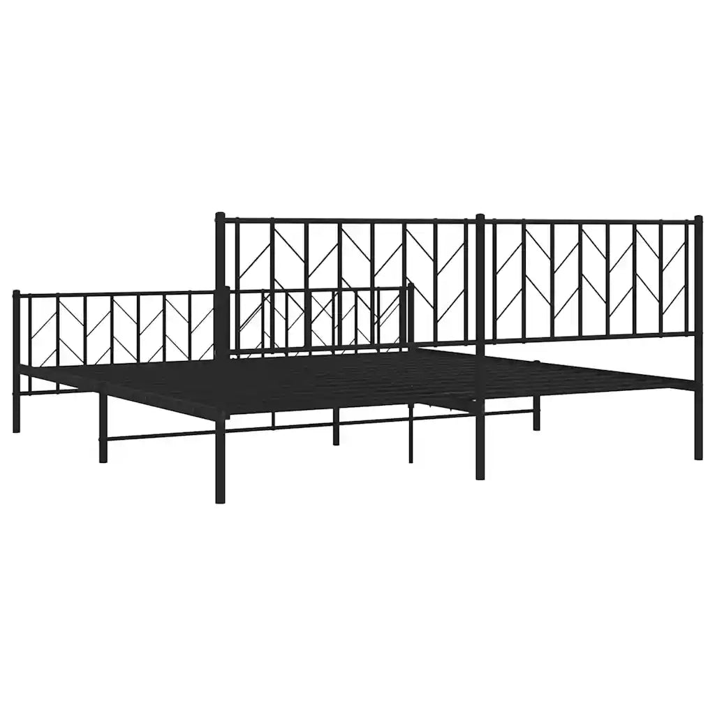 Giroletto con Testiera e Pediera-Struttura Letto Metallo Nero 193x203 cm 486139