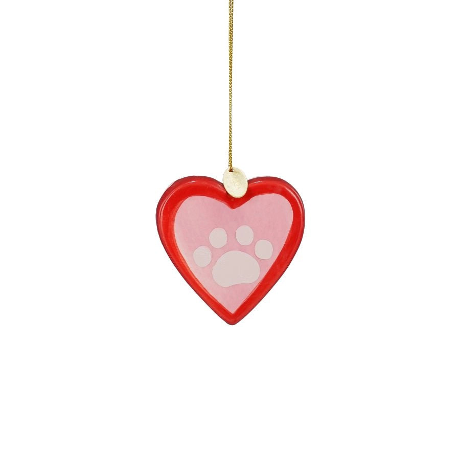 DECORAZIONE CUORE CON ZAMPA CUCCIOLO ROSSO E ROSA 6X2X6CM EDELMAN