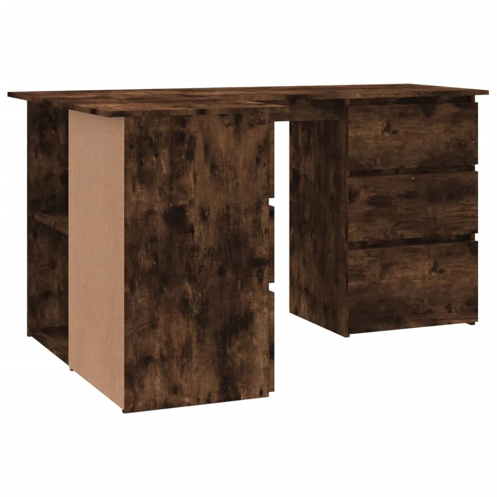 Scrivania angolare postazione computer mobile studio computer rovere affumicato 145 x 100 x 76 cm legno ingegnerizzato marrone 02_0023672