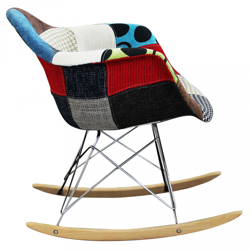 Poltrona Dondolo Moritz 53x47x82 h cm in Legno Patchwork