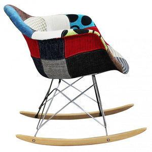 Poltrona Dondolo Moritz 53x47x82 h cm in Legno Patchwork