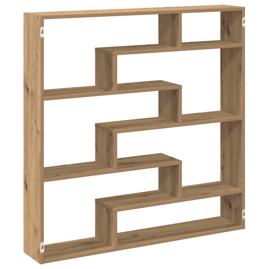 Scaffale Cubo Parete 7 Scomparti Truciolato Rovere Artigianale 860030