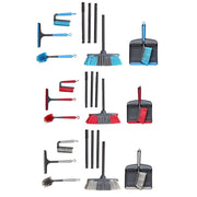 Trade Shop - Set Pulizia Casa 6 Pz Con Paletta Spazzola Spazzolone Spazzolina Piatti Tergivetro Scopa -
