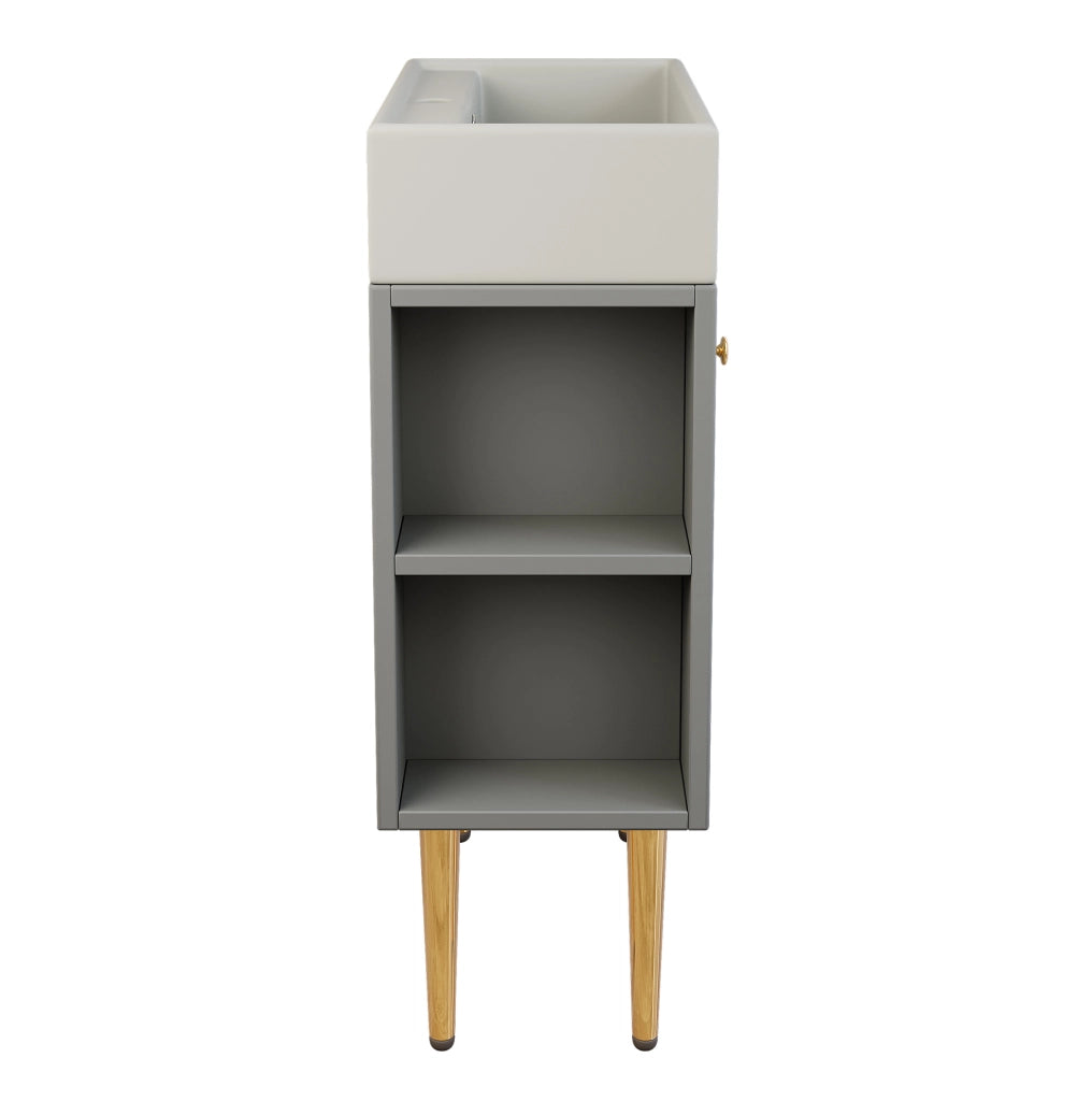 Mobile lavabo e mobiletto bagno 55 cm colore grigio chiaro con lavabo in ceramica lucida
