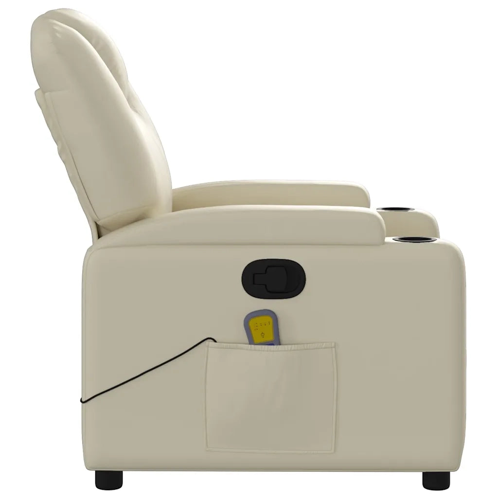 Poltrona da Massaggiante | Sedia Relax Reclinabile Crema Similpelle