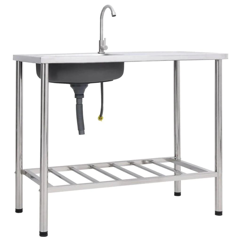 Lavello da campeggio lavabo singolo con rubinetto acciaio inox 02_0002439