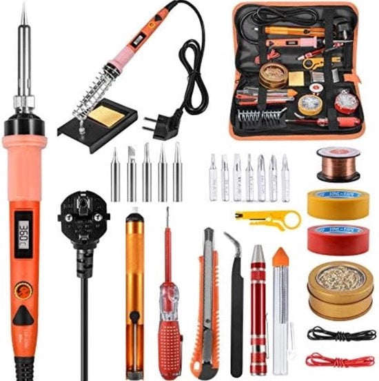 Stazione soldeatrice 80W - Tempo di accensione rapido - Sicurezza extra - Alta durata - Set di solde - Solde - Colore arancione
