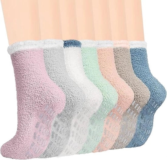 7 Pair di Calze Antiscivolo per Donne, Calze di Fleece Caldo, Calze Antiscivolo per Uso Casalingo.