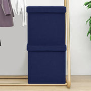 Sgabelli con Contenitore Pieghevoli 2 pz Blu in Simil Lino 338776
