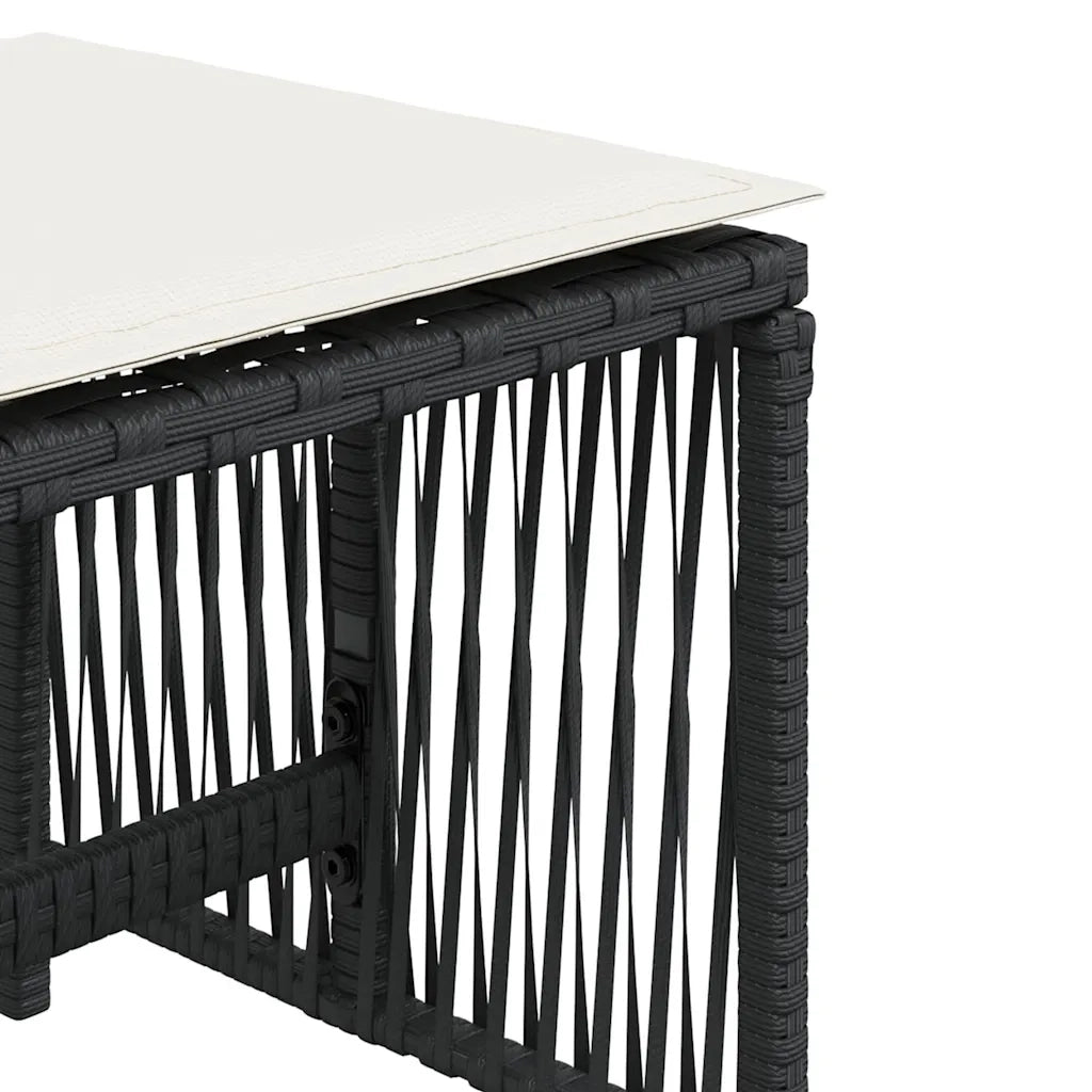 vidaXL Sgabelli da Giardino con Cuscini 4pz Neri 41x41x36cm Polyrattan