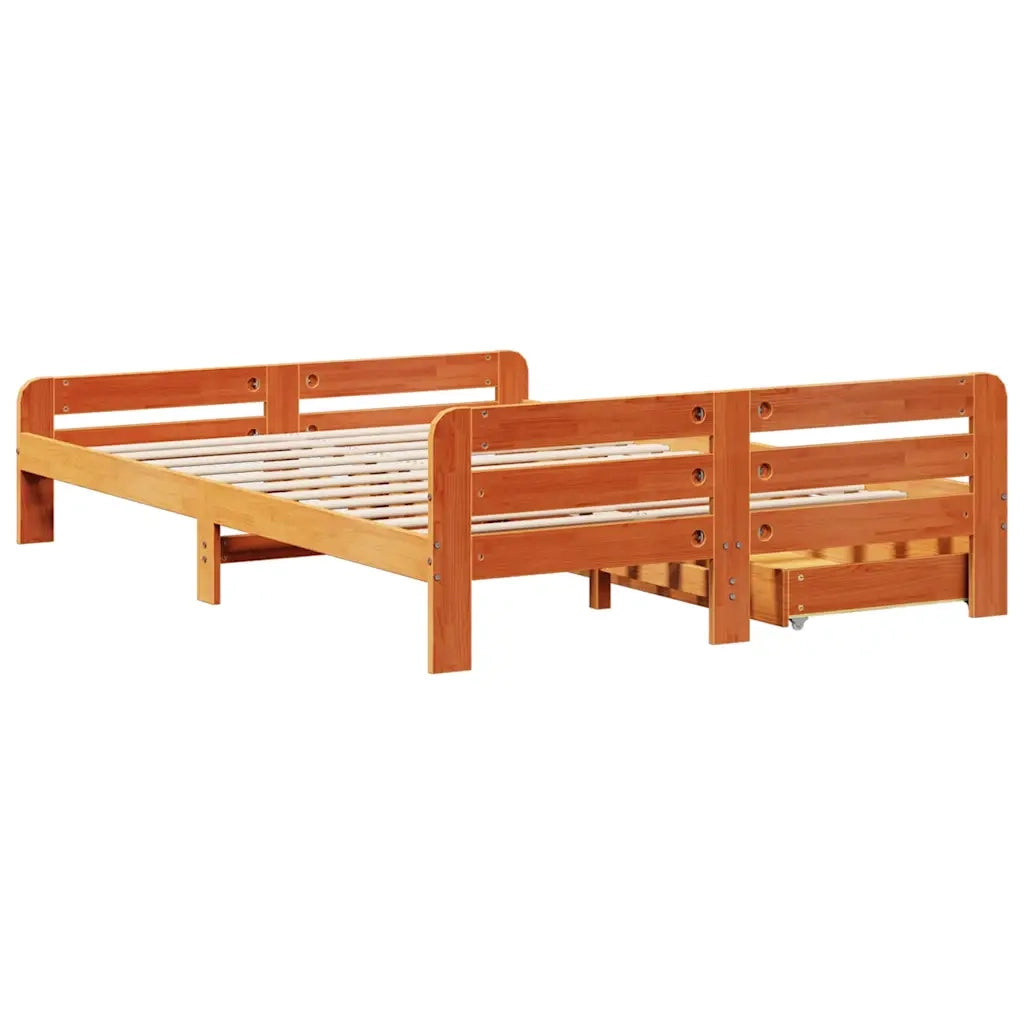 Letto senza Materasso Marrone Cera 150x200 cm in Legno di Pino