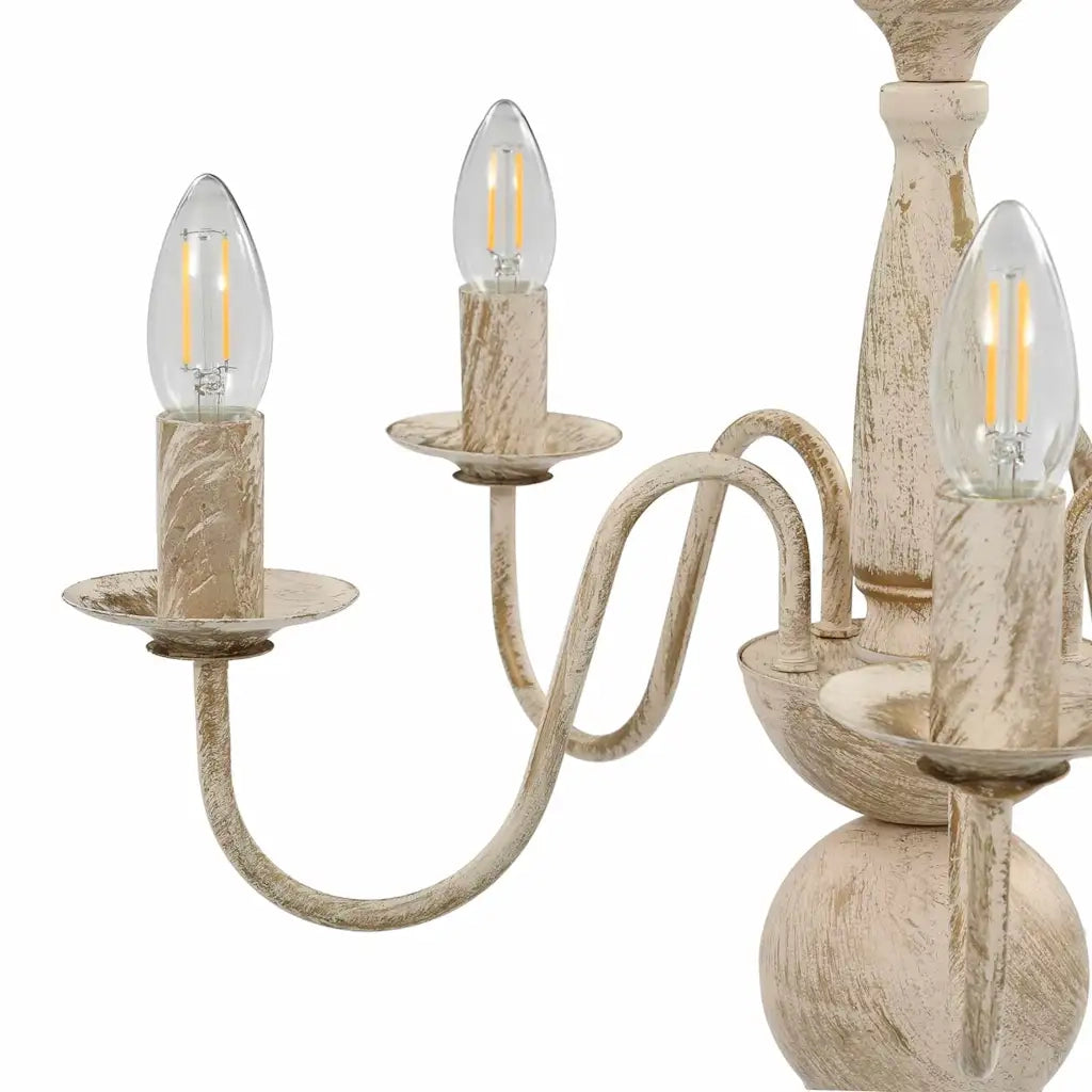 Candelabro Stile Anticato Bianco 5 Lampadine E14 CFW5003072