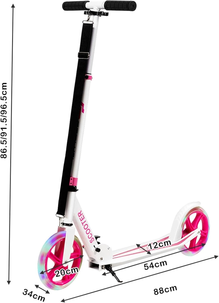 Scooter Monopattino Altezza Regolabile, Ruote Luminose, per Bambini e Adulti, Capacità di Carico 100kg, Alluminio, 10+ Anni