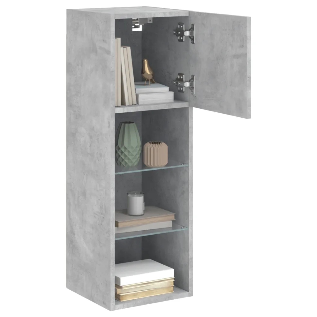 Mobili TV con Luci LED 2pz Grigio Cemento 30,5x30x90 cm 837008
