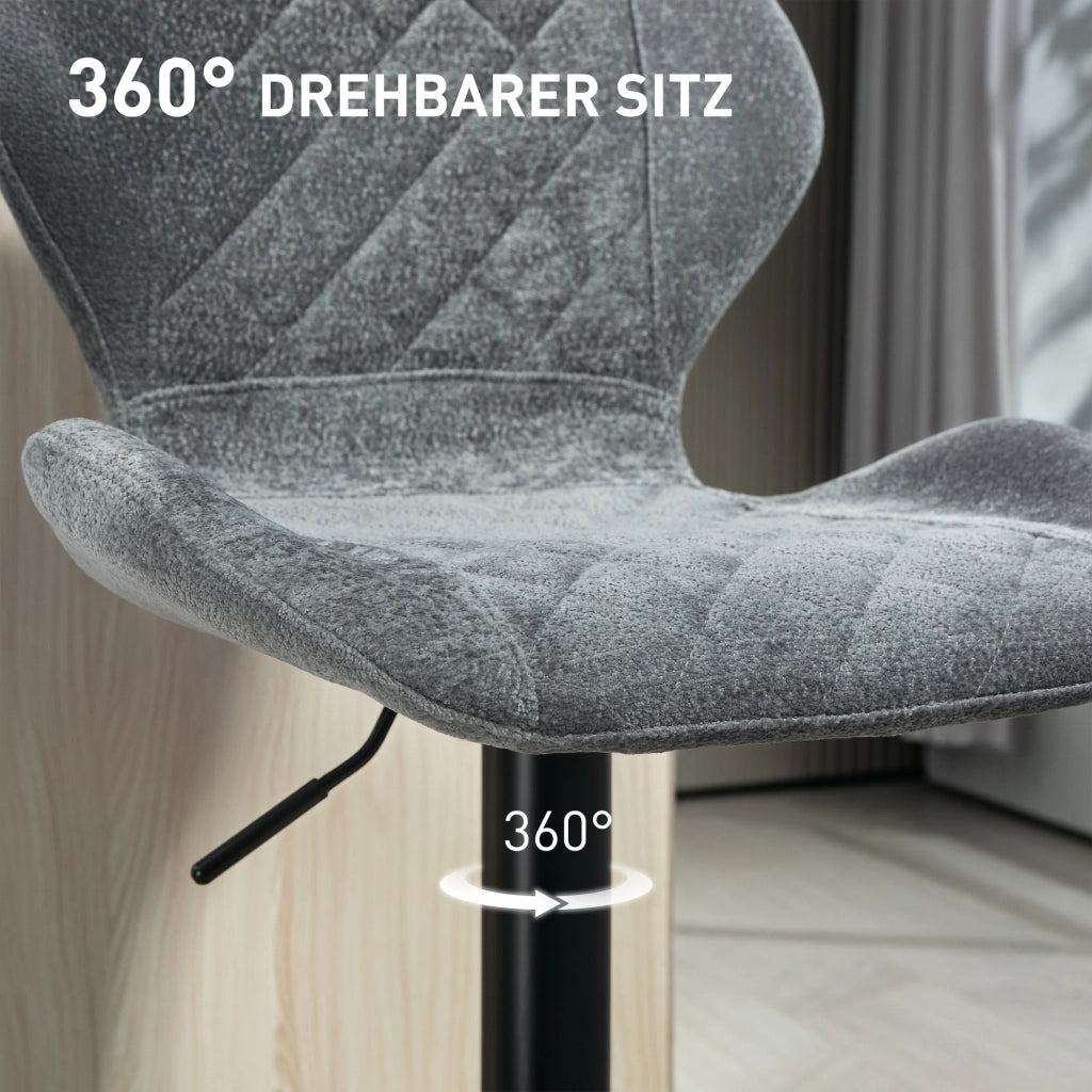 Sgabelli da Bar Set 2 Pezzi ¨C Xylo ¨C Regolabili in Altezza, con Schienale, Girevoli, Grigio