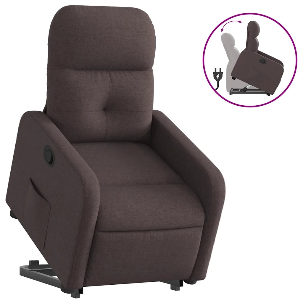 Poltrona Alzapersona Reclinabile Marrone Scuro in Tessuto 3206800