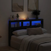 Testiera con Contenitore a LED Rovere Nero 160x17x102 cm 863133