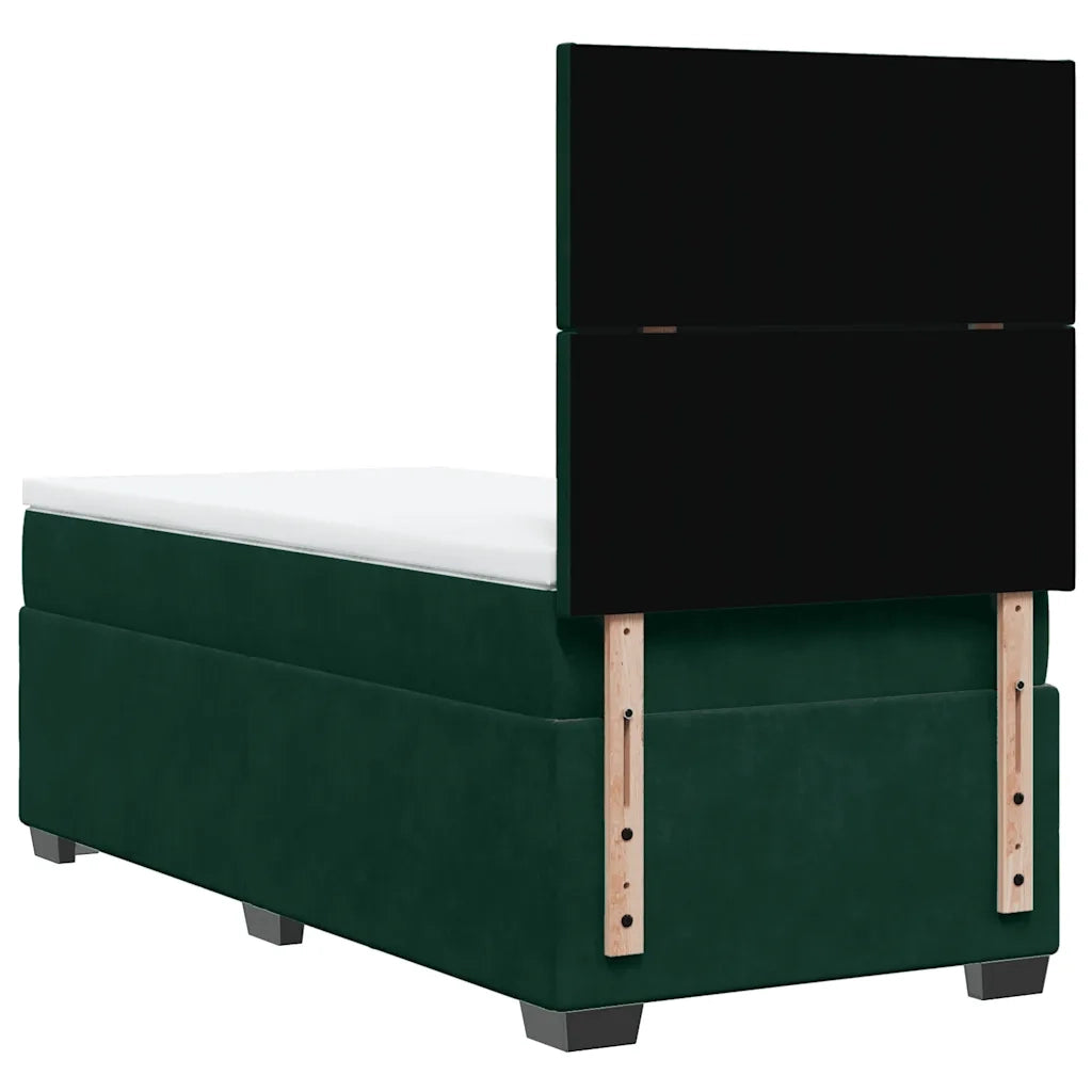 Giroletto a Molle con Materasso Verde Scuro 80x200 cm Velluto