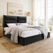 Letto matrimoniale 140x200 cm contenitore in velluto nero