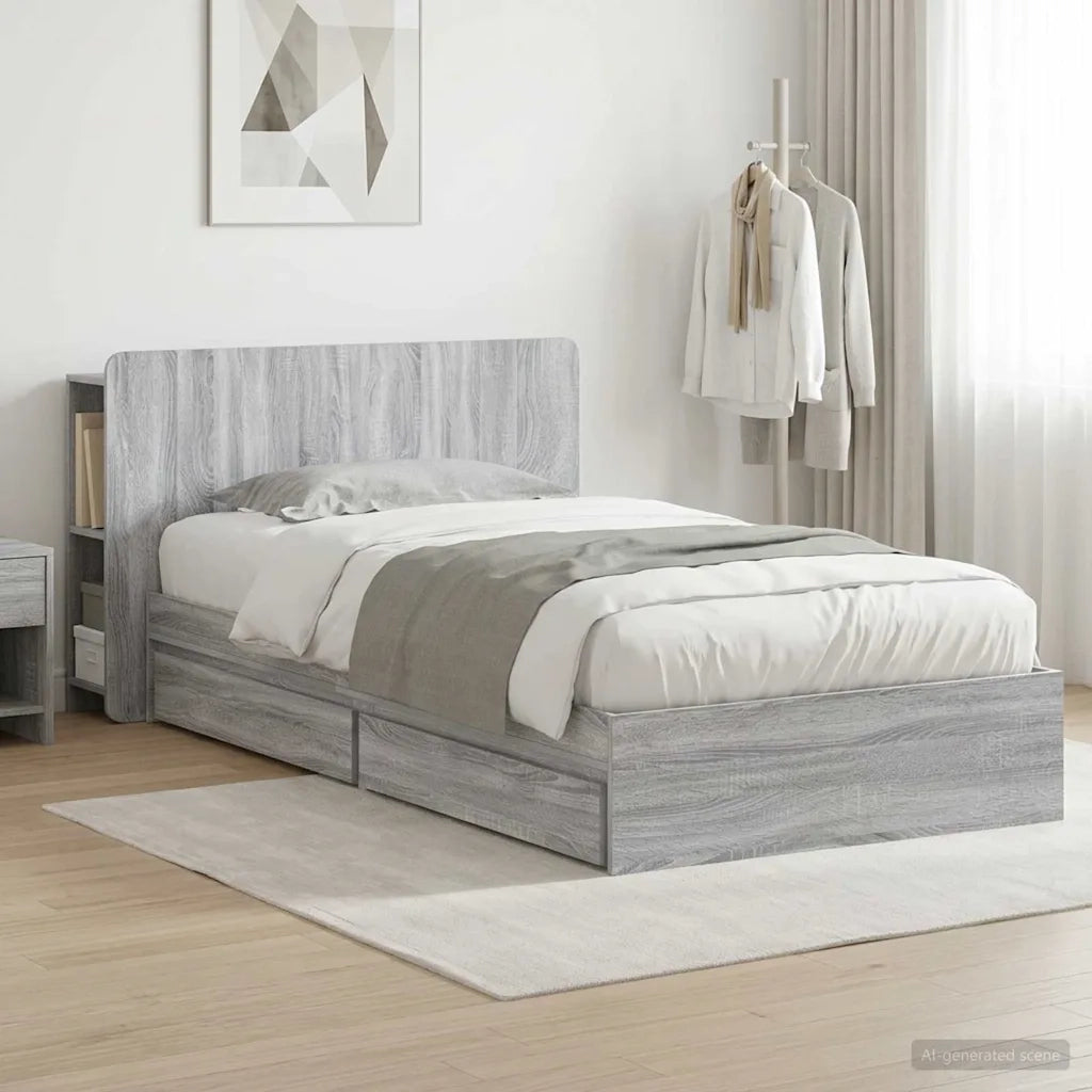 Telaio del letto con storage Sonoma grigio 100 x 200 cm