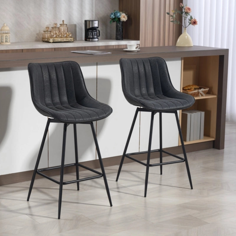 SGABELLO Set da 2 pezzi girevole Nero con schienale