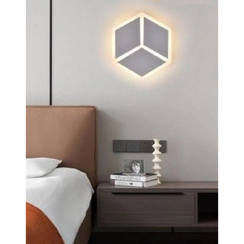 Trade Shop - Applique Led A Muro Lampada Moderna 12w Effetto Cubo 3d 3 Modalità Luce Aq11-3c -