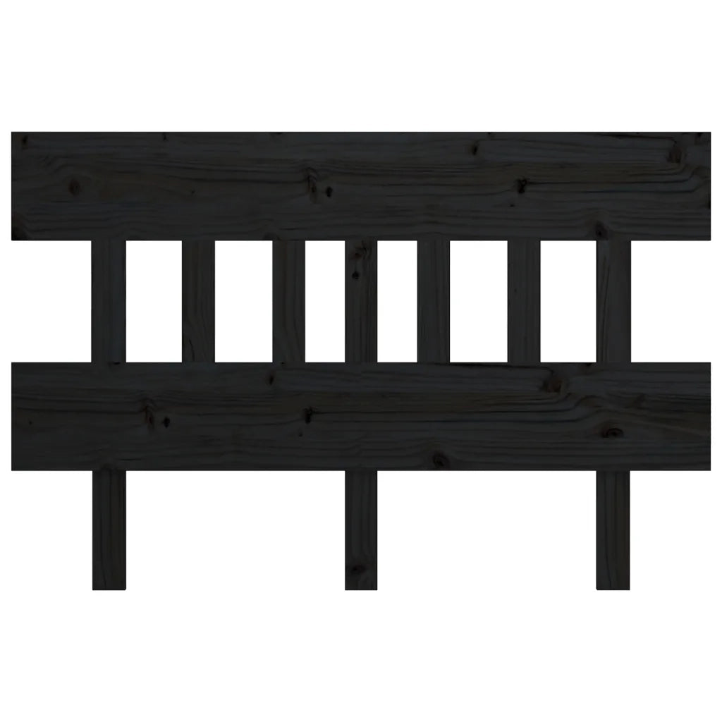 Testiera per Letto Nera 143,5x3x81 cm Legno Massello di Pino 819124