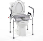 Ringhiera di Sicurezza per WC Portata 136 kg, Barra Bagno con Braccioli Pieghevoli e Supporto Laterale per Doccino, Altezza Regolabile da 49 a 59 cm, Rialzo WC per Anziani e Donne Incinte