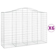 Cestini gabbioni recinzione a gabbia muro di contenimento ad arco 6 pezzi 200 x 50 x 140/160 cm ferro zincato argento 02_0041000