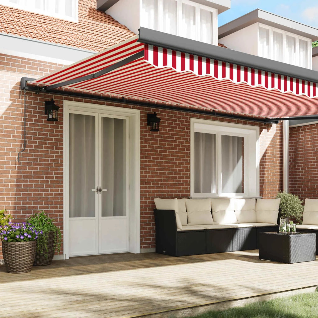 Tenda Retrattile Rosso e Bianco 500 × 300 cm Tessuto e Metallo 3331275