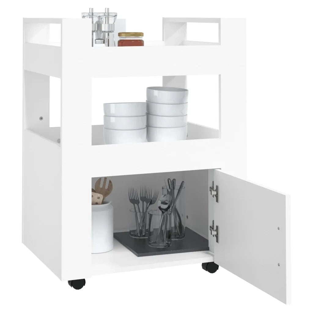 Carrello da Cucina Bianco 60x45x80 cm in Legno Multistrato cod mxl 67575