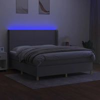 Letto a Molle Materasso e LED Grigio Chiaro 160x200 cm Tessuto 3138725