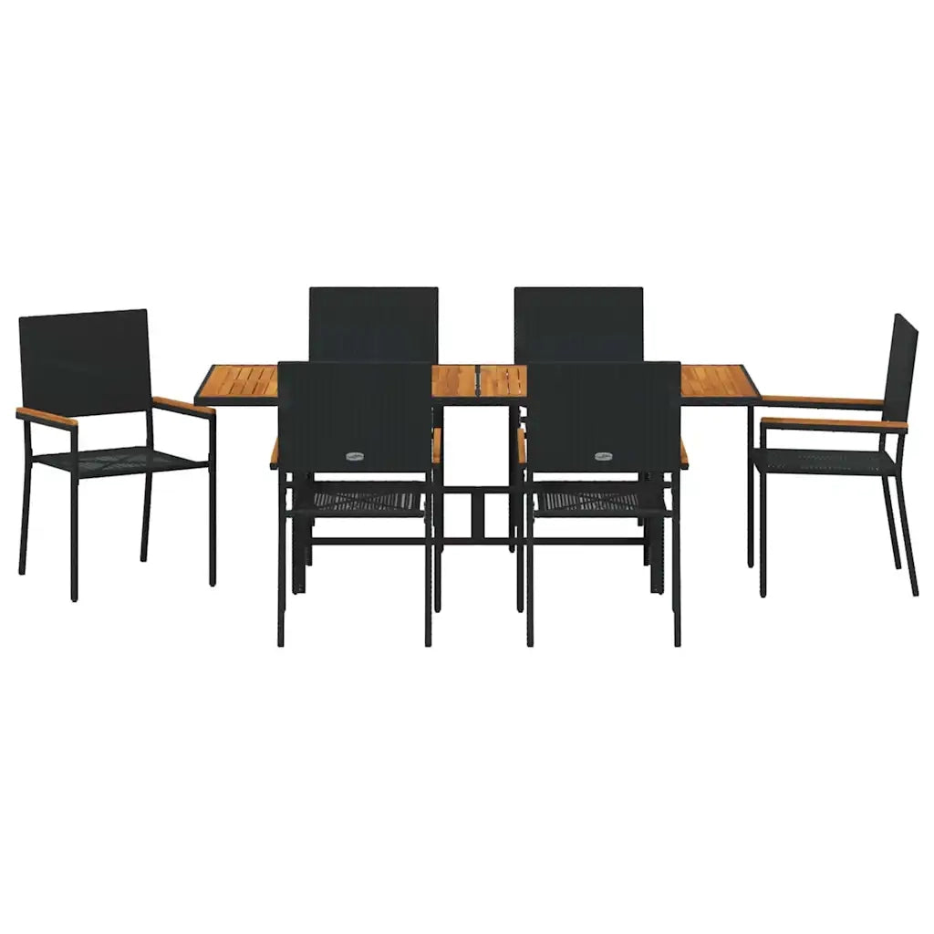 Set da Pranzo per Giardino 7 pcs Nero polyrattan 3365430