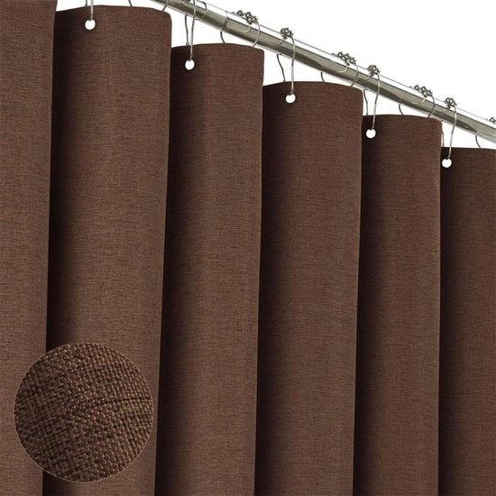 Tessuto di lino per tenda doccia - 240x200cm - impermeabile e antimuffa - per bagno - colore caffè