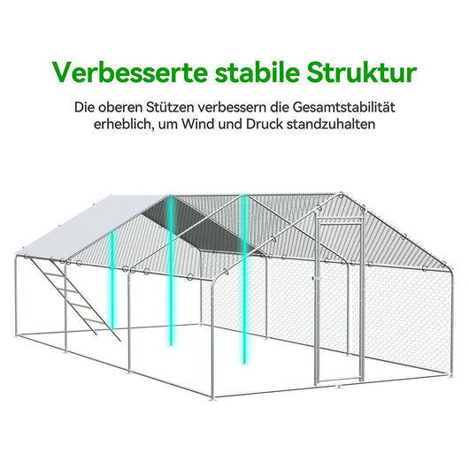 Recinto esterno per pollaio 3x4x2m - Xylo - Serratura di sicurezza telo in PE impermeabile