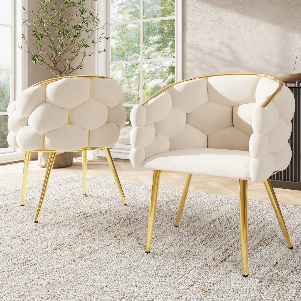 SEDIA da pranzo 44x41x74 cm in velluto beige Set da 2 pezzi