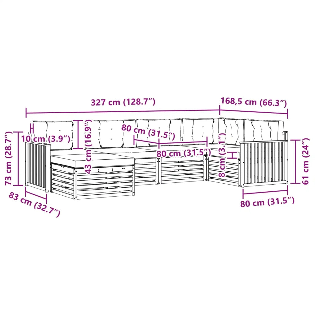 Set di divani da esterno 6 pcs Grigio Naturale e Chiaro 3373736