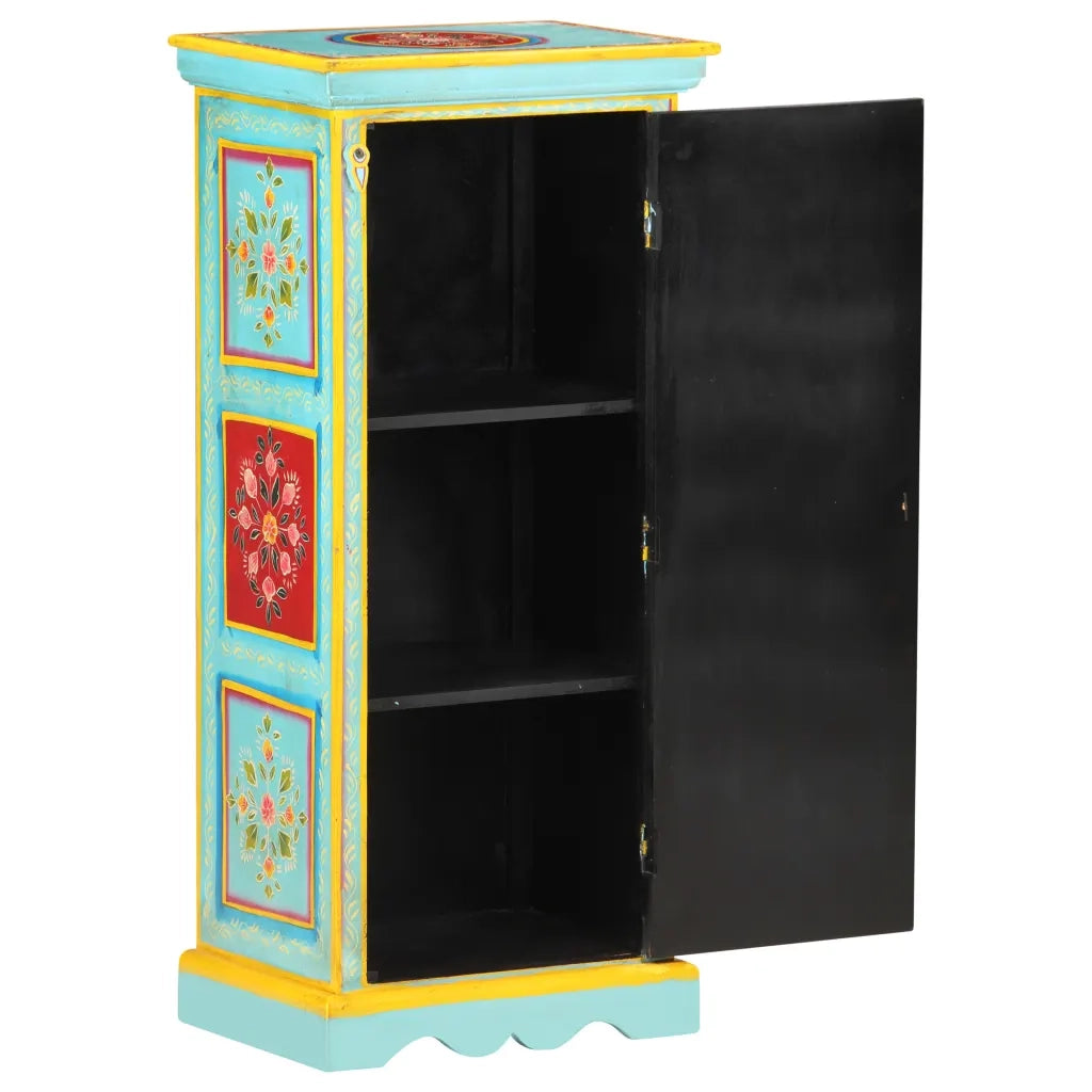 Credenza Alta Dipinta a Mano 40x30x90 cm in Massello di Mango 323536