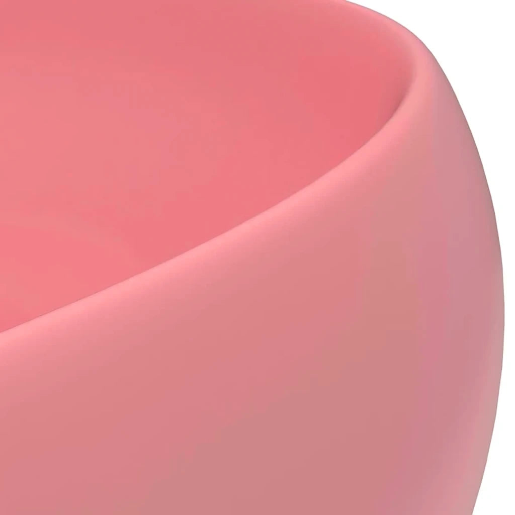 Lavandino-Lavello Lusso Rotondo Rosa Opaco 40x15 cm in Ceramica