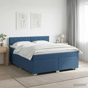 Letto box spring con materasso Blu 160 x 200 cm Tessuto 3450529