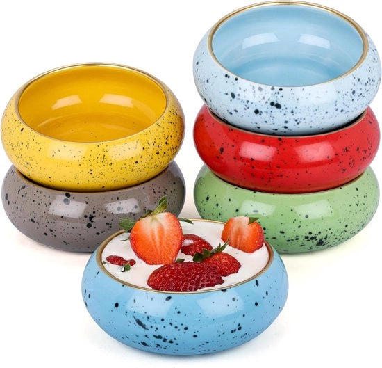 Set di 6 ciotole ceramiche - 300 ml - Sicure per lavastoviglie e forno a microonde - Ciotole per dessert e zuppe