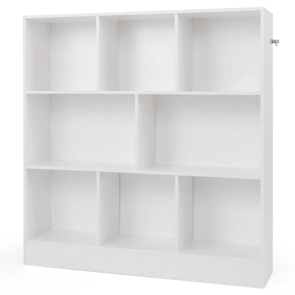Libreria a 3 ripiani 100 x 24 x 104 cm con 8 pratici vani portaoggetti design moderno in legno bianco 20_0010736
