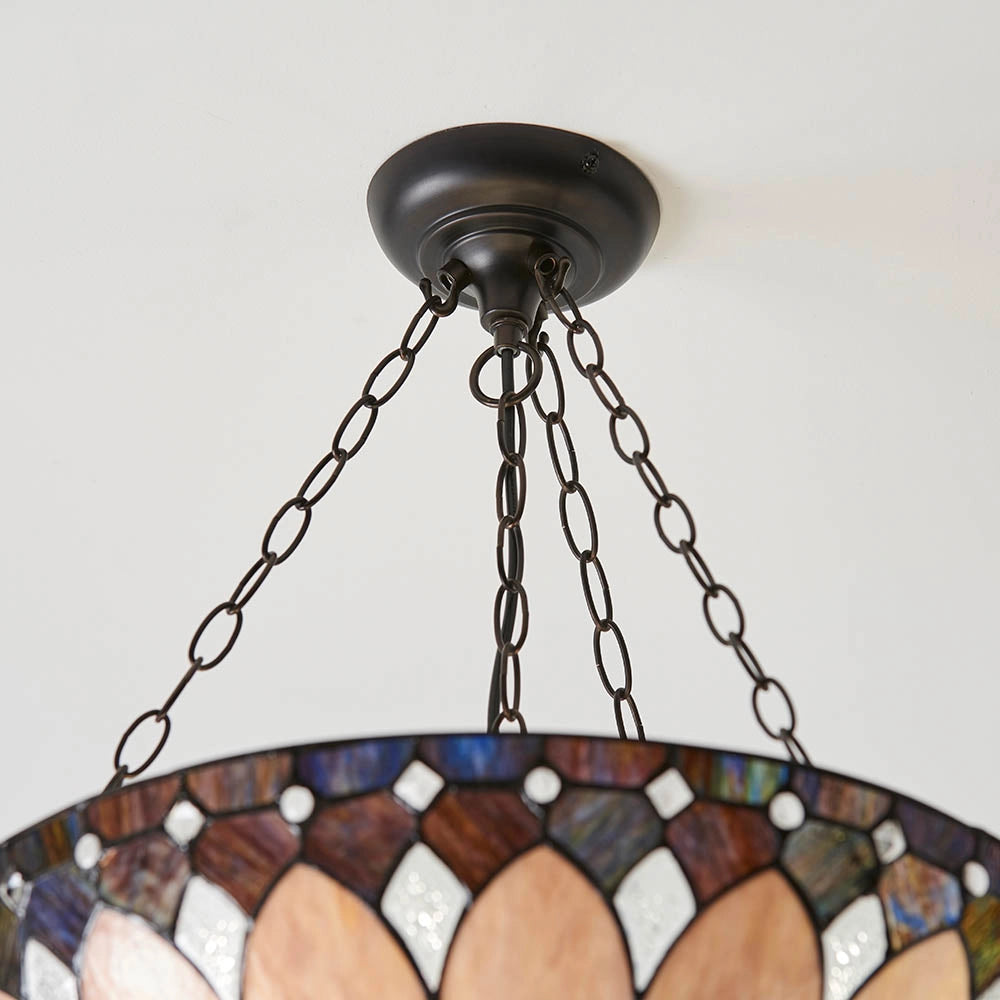 Lampadario Tiffany Brooklyn vetro multicolore 3xE27 60W